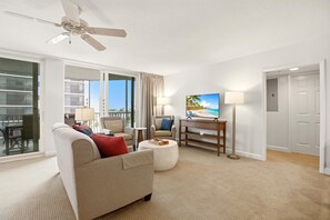 TV - Beachfront Bliss, Cozy Condo with Patio, Pool & Stunning Views! (Fort Myers Beach)