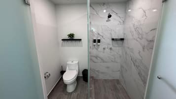 Standard Apartment | Bathroom | Shower, hair dryer, towels, soap