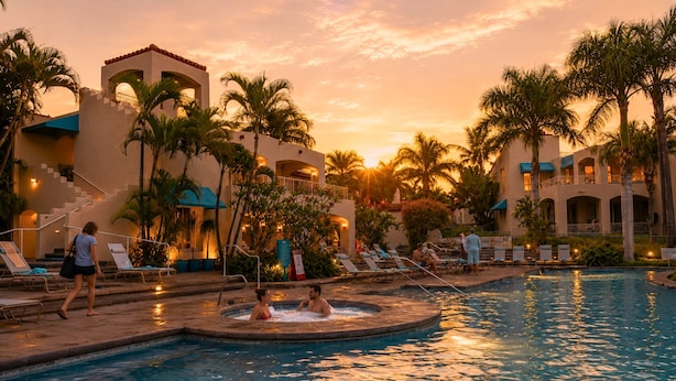 A resort pool area with a hot tub, lounge chairs, and palm trees. - Villa, Garden View, 2-bedroom (Kihei)