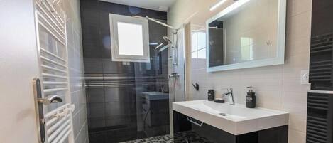 Shower, hair dryer