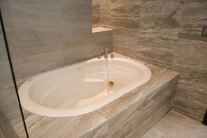 Combined shower/bathtub, hair dryer, towels, soap - Hotel Asís (San Juan de los Lagos)