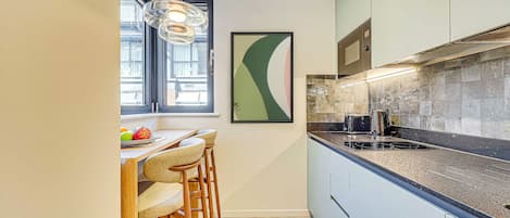 Fridge, microwave, oven, dishwasher