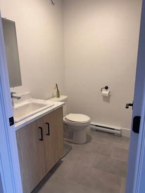 Douche, sèche-cheveux, serviettes fournies, papier toilette