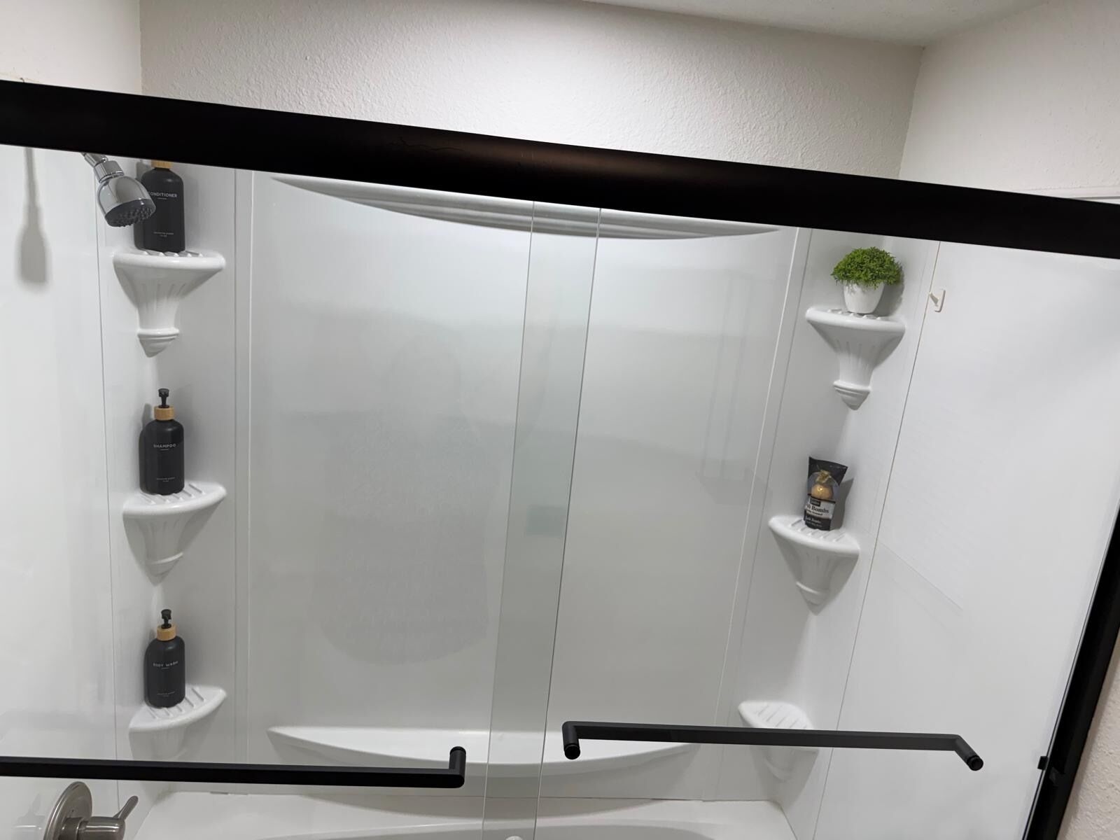 Jetted bath, hair dryer, towels, soap