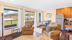 TV, fireplace, offices - Hi-Tide Resort, Top Floor, Queen Bed, Unit 29 (Moclips)