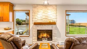 TV, fireplace, offices