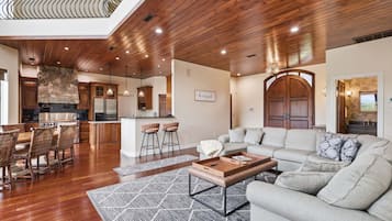Smart TV, fireplace, foosball, table tennis
