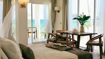Departamento Deluxe, vista al océano | Escritorio, espacio para trabajar con laptop y wifi gratis