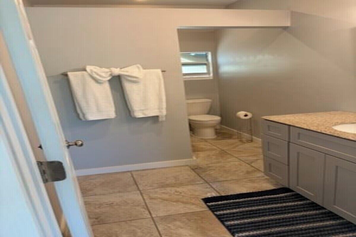 Shower, hair dryer, soap