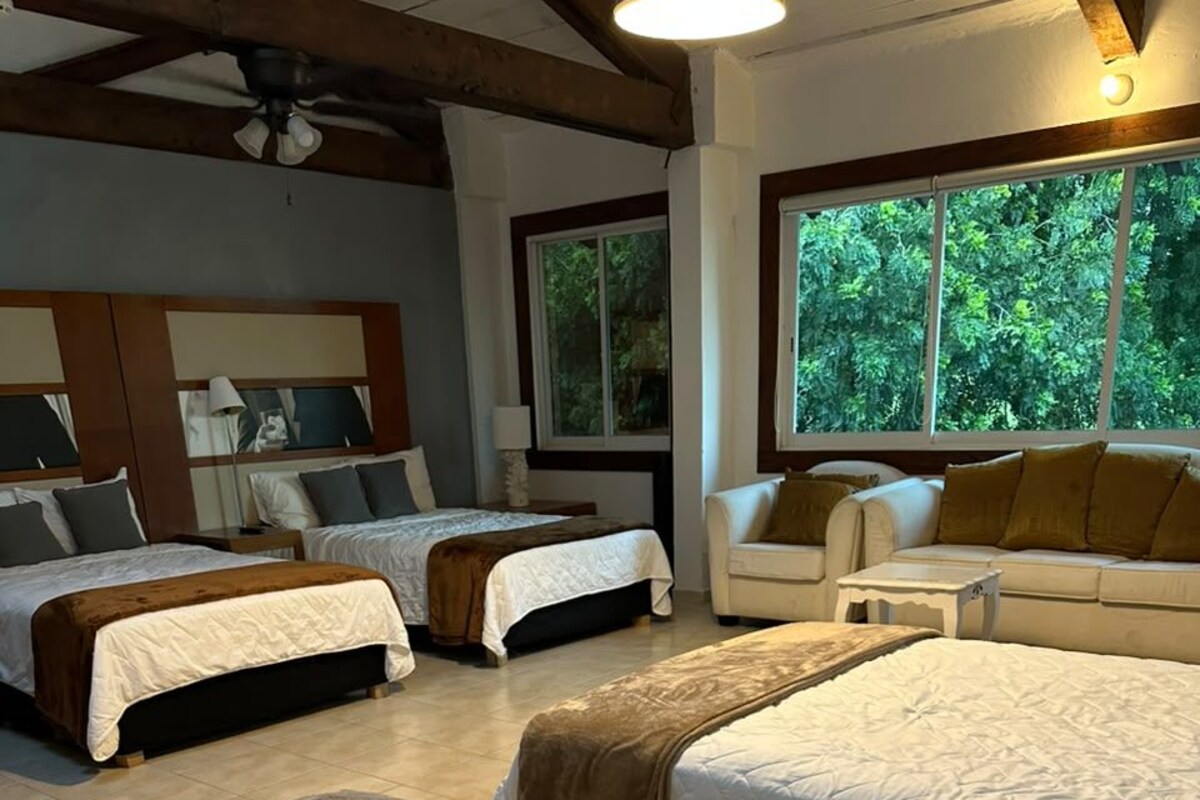Family Quadruple Room, Garden View | Desk, WiFi (free), bed sheets
