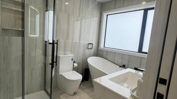 Hair dryer, towels, toilet paper