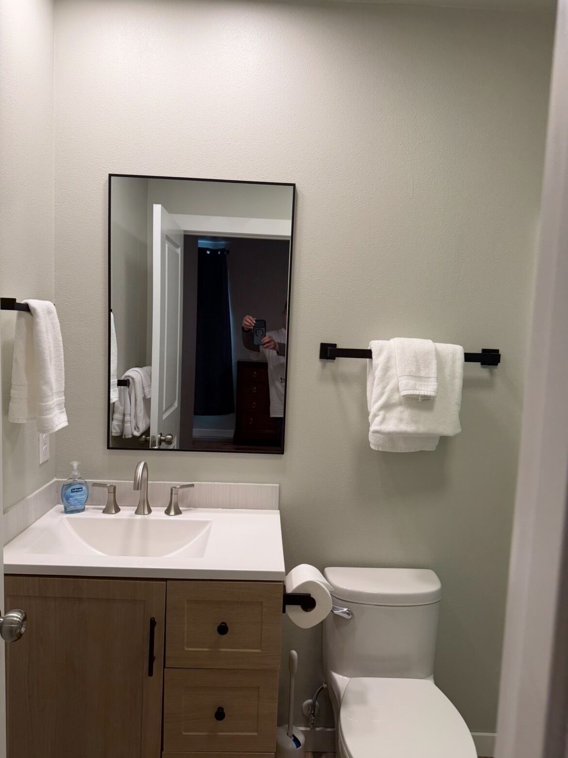 Shower, towels, toilet paper