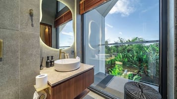 Luxury Villa, 2 Bedrooms, Private Pool | Bathroom | Shower, rainfall showerhead, bathrobes, bidet
