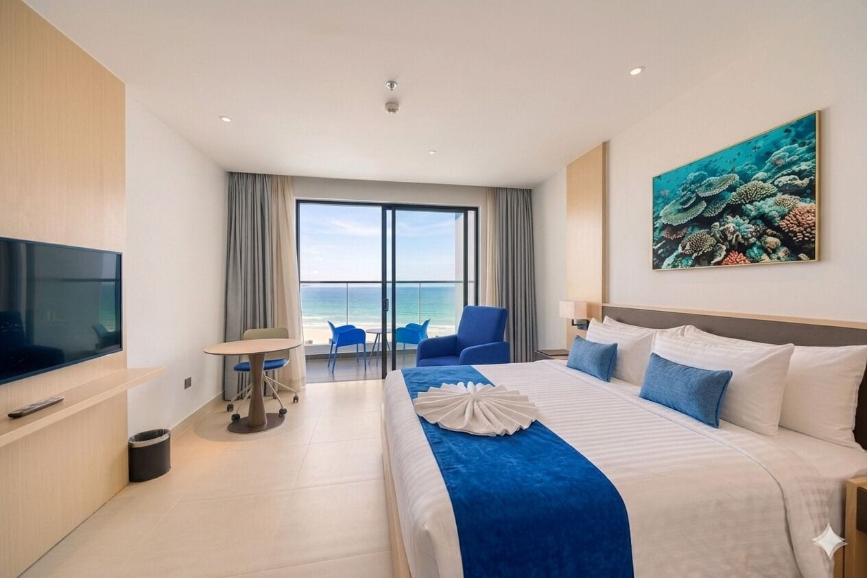 Studio, Balcony, Beach View | Minibar, desk, laptop workspace, free WiFi