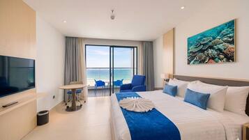 Studio, Balcony, Beach View | Minibar, desk, laptop workspace, free WiFi