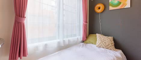 Desk, blackout curtains, free WiFi