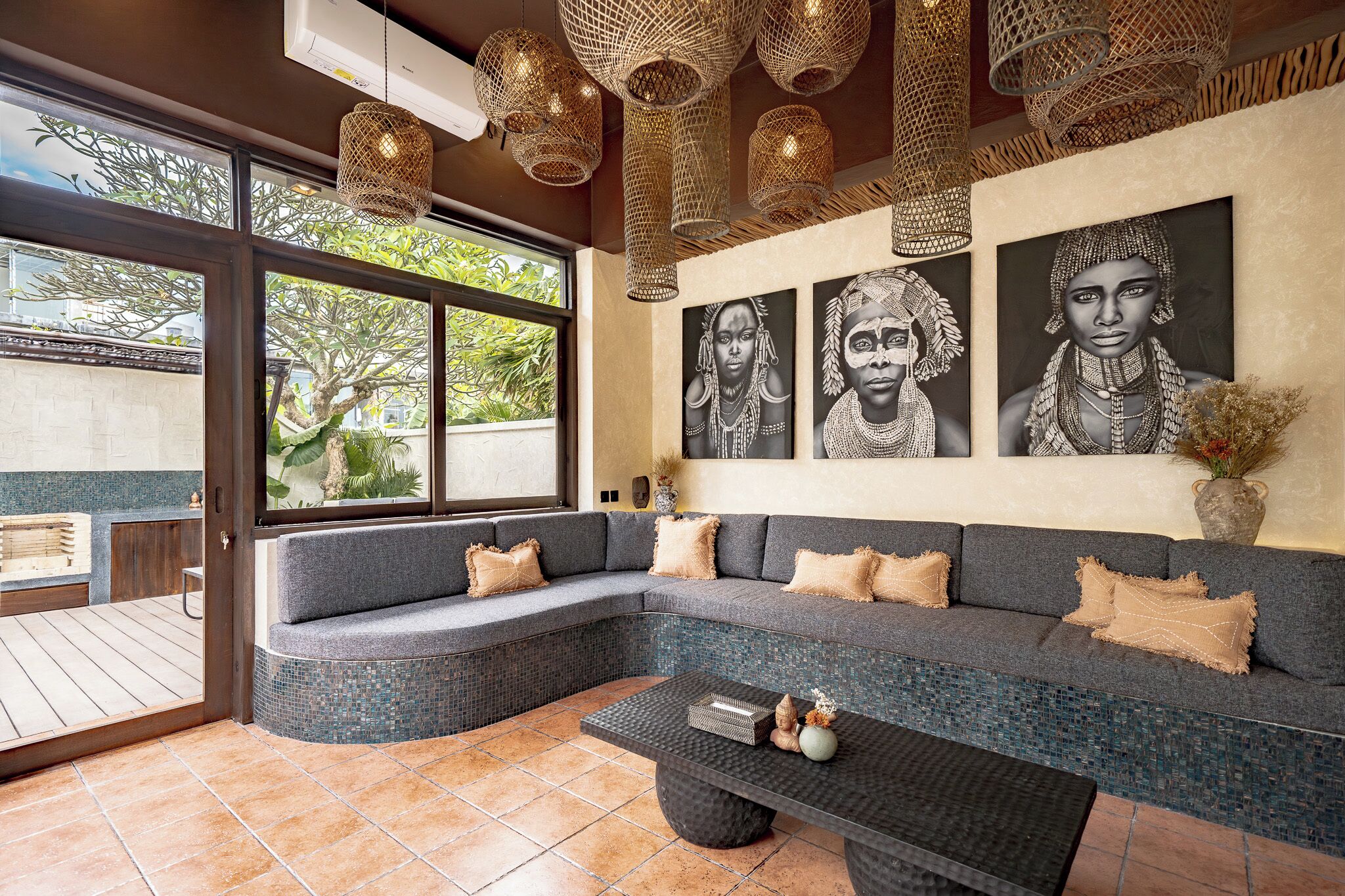 Deluxe Villa, 3 Bedrooms, Patio, Pool View | Living room