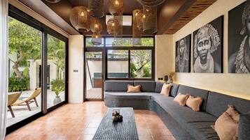 Deluxe Villa, 3 Bedrooms, Patio, Pool View | Living room