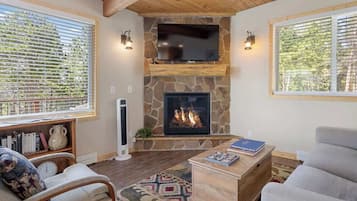 TV, fireplace