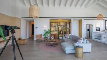 Penthouse Deluxe, 3 chambres, vue océan | Coin séjour