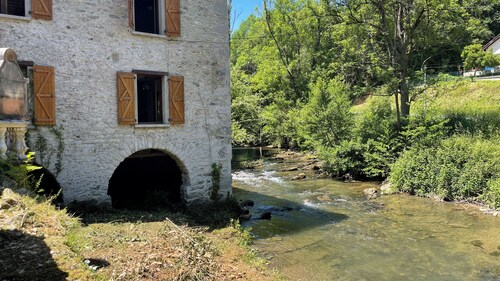 Moulin de la Ribereuille Pyrenees view and swimming pool