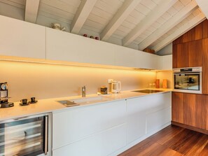 A modern kitchen with a built-in oven, a coffee machine, and a sink. - Apartment Zani by Interhome (Lago di Mezzola)