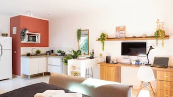 Apartamento | Cortinas blackout, ferros/tábuas de passar roupa, Wi-Fi de cortesia