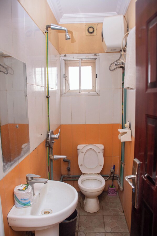 Habitación ejecutiva | Baño | Ducha, toallas, jabón y papel higiénico