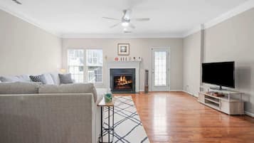TV, fireplace, offices