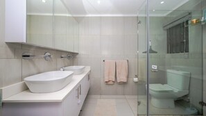 Douche, baignoire à jets, sèche-cheveux, bidet