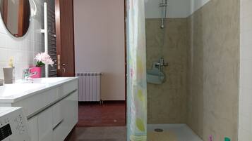 Dusche, Haartrockner, Handtücher