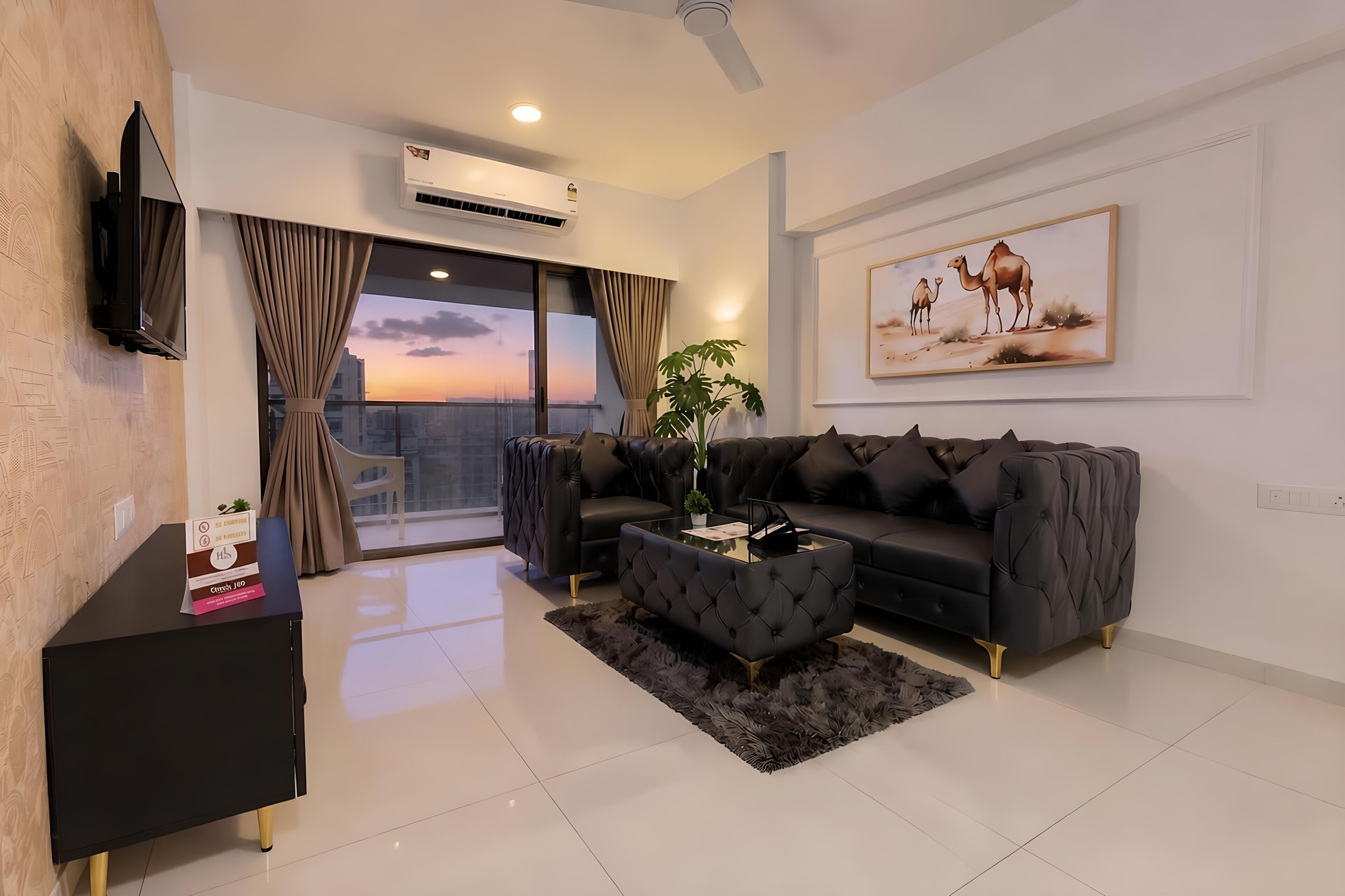 Family Apartment, City View | Living area | LED TV