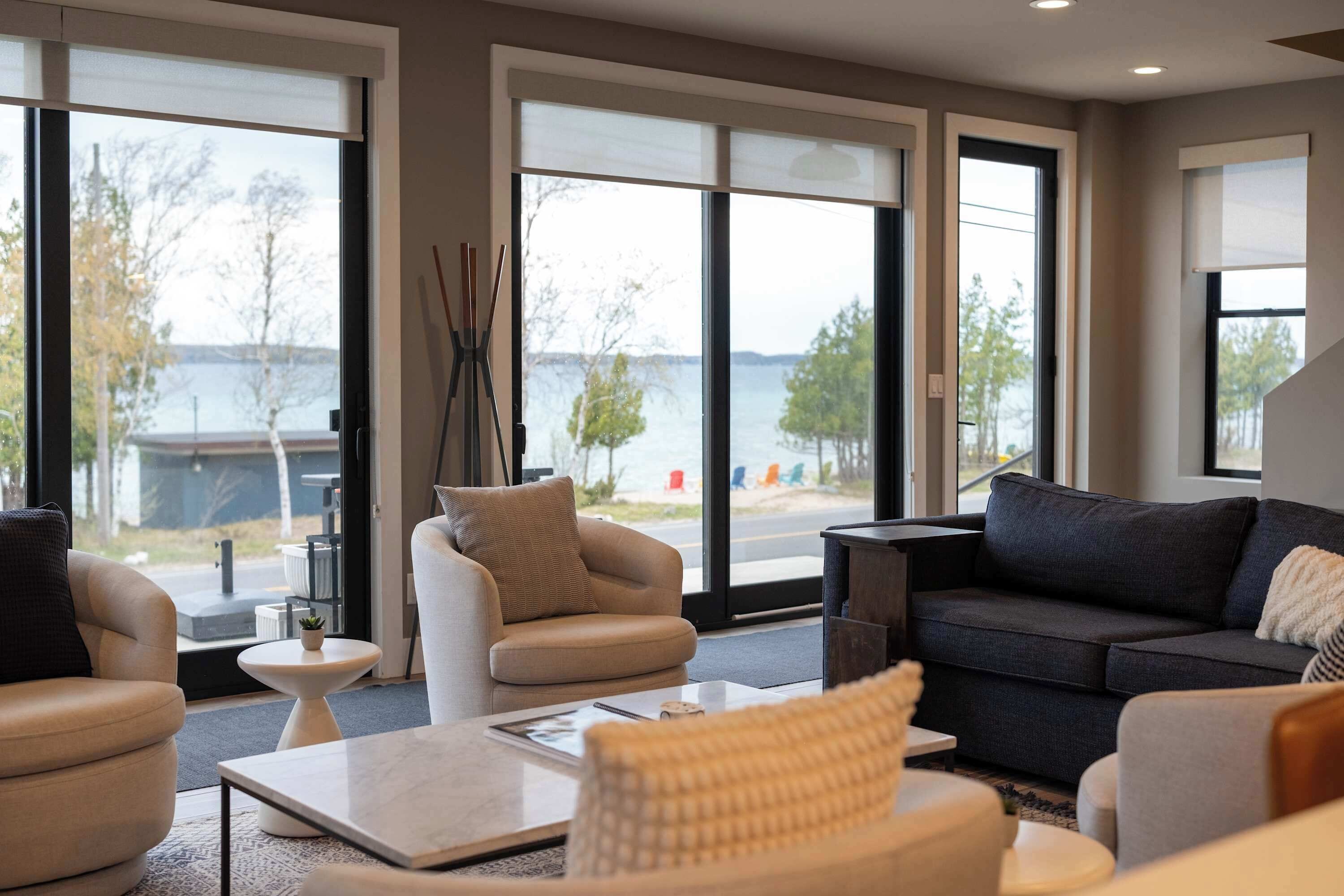 TV, fireplace, offices