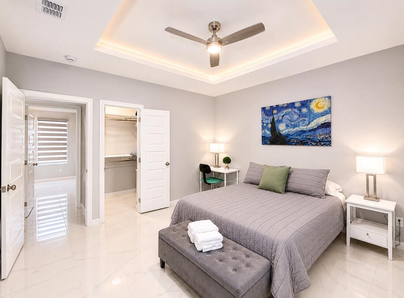 2 bedrooms, desk, iron/ironing board, WiFi