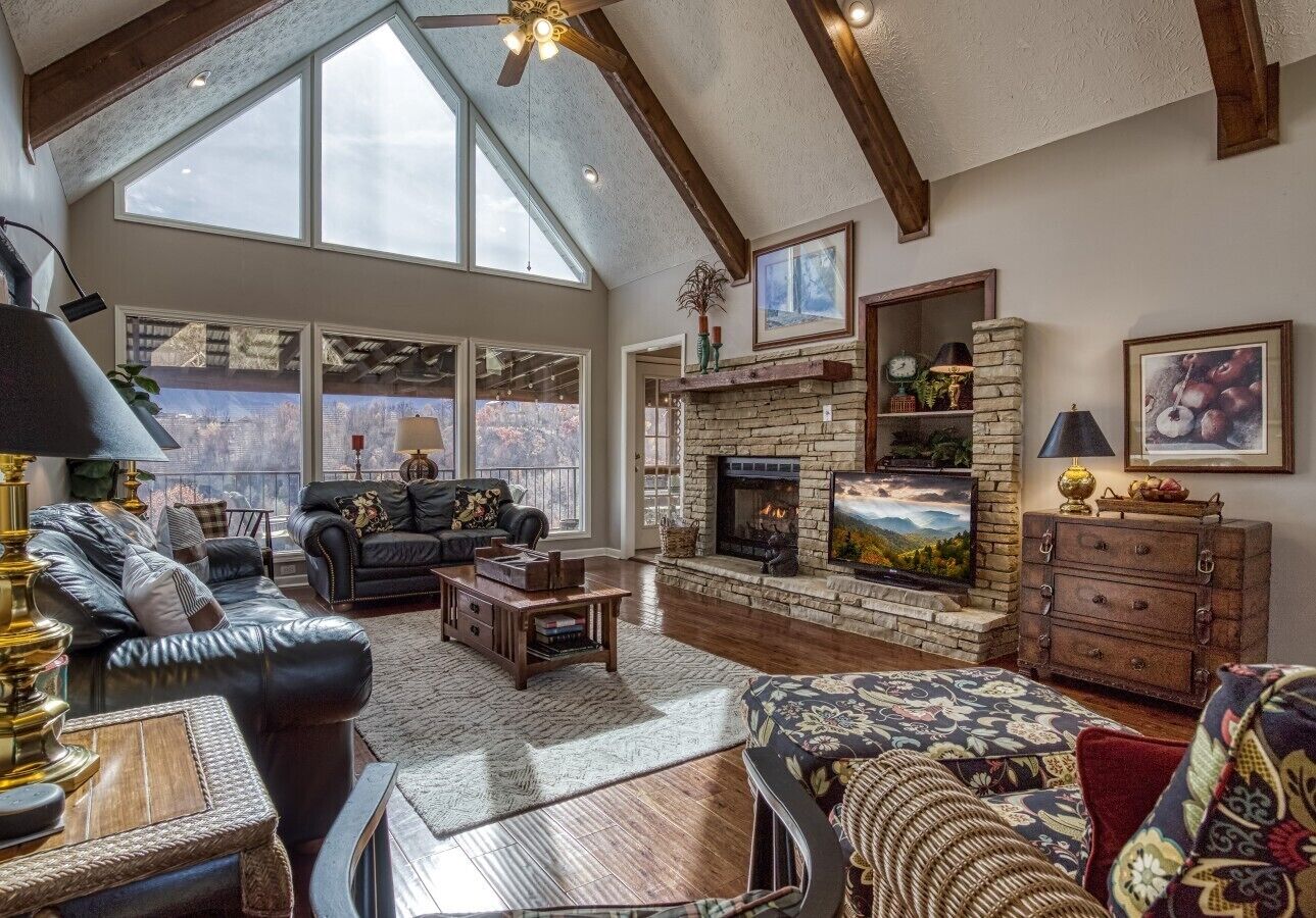 TV, fireplace
