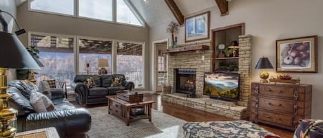 TV, fireplace