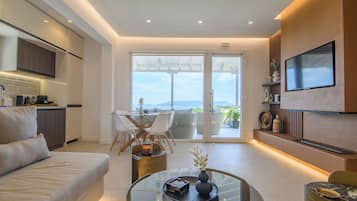Vila panorâmica, 3 quartos, vista para o mar | Área de estar