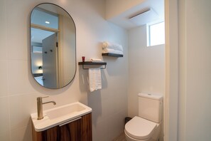 Dusche, kostenlose Toilettenartikel, Haartrockner, Handtücher