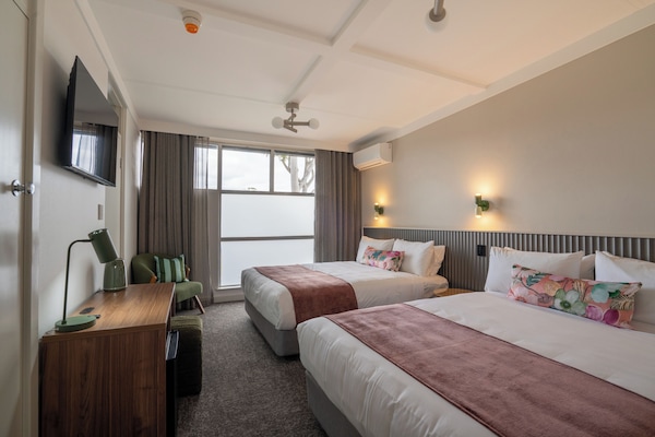 Twin Room, 2 Queen Beds | Desk, iron/ironing board, WiFi (free), bed sheets
