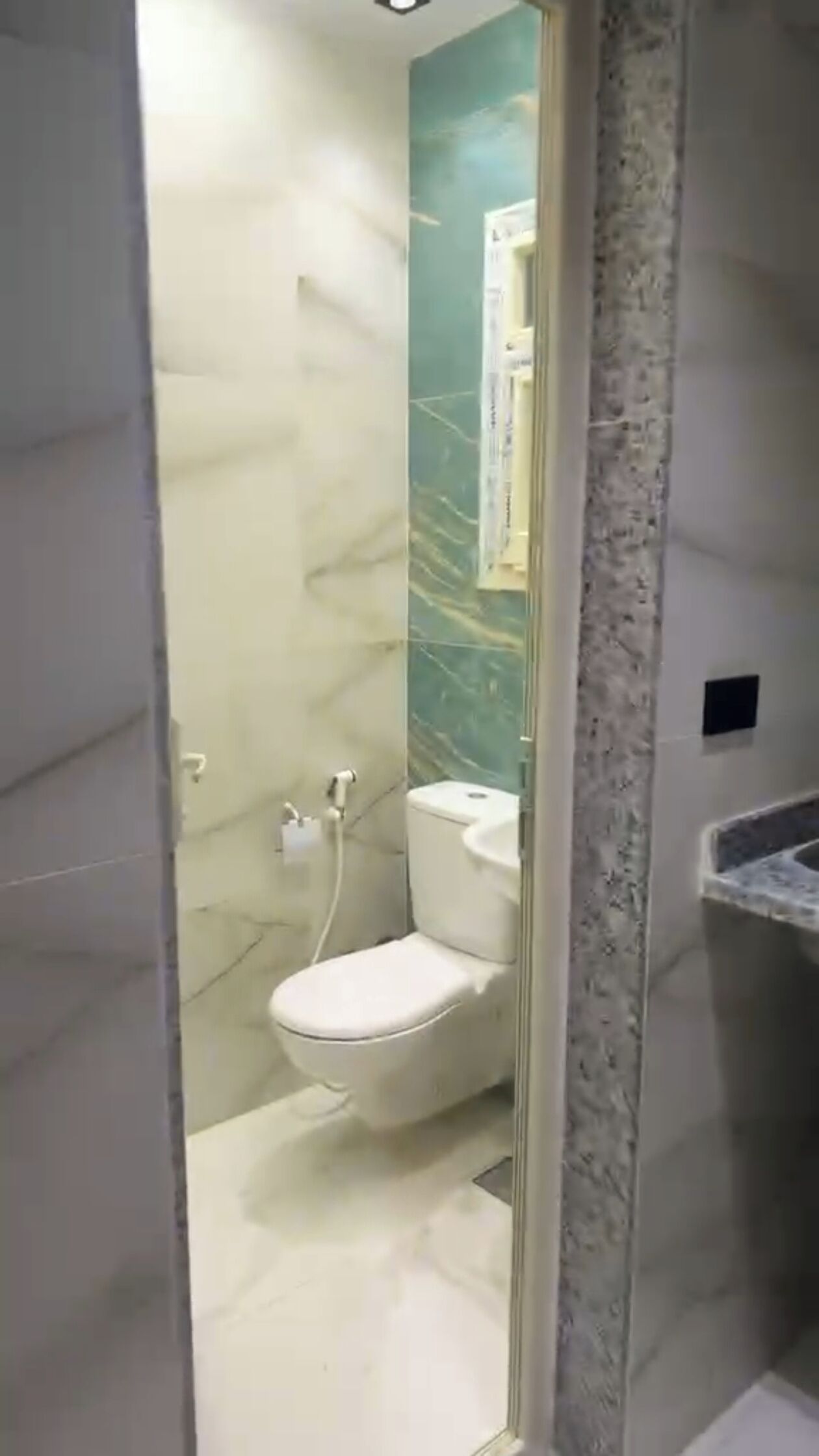 Shower, towels, soap, toilet paper