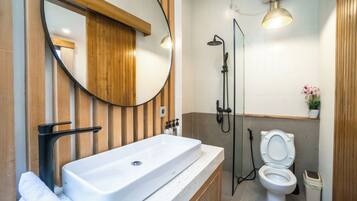 Serviettes fournies, savon, shampoing, papier toilette