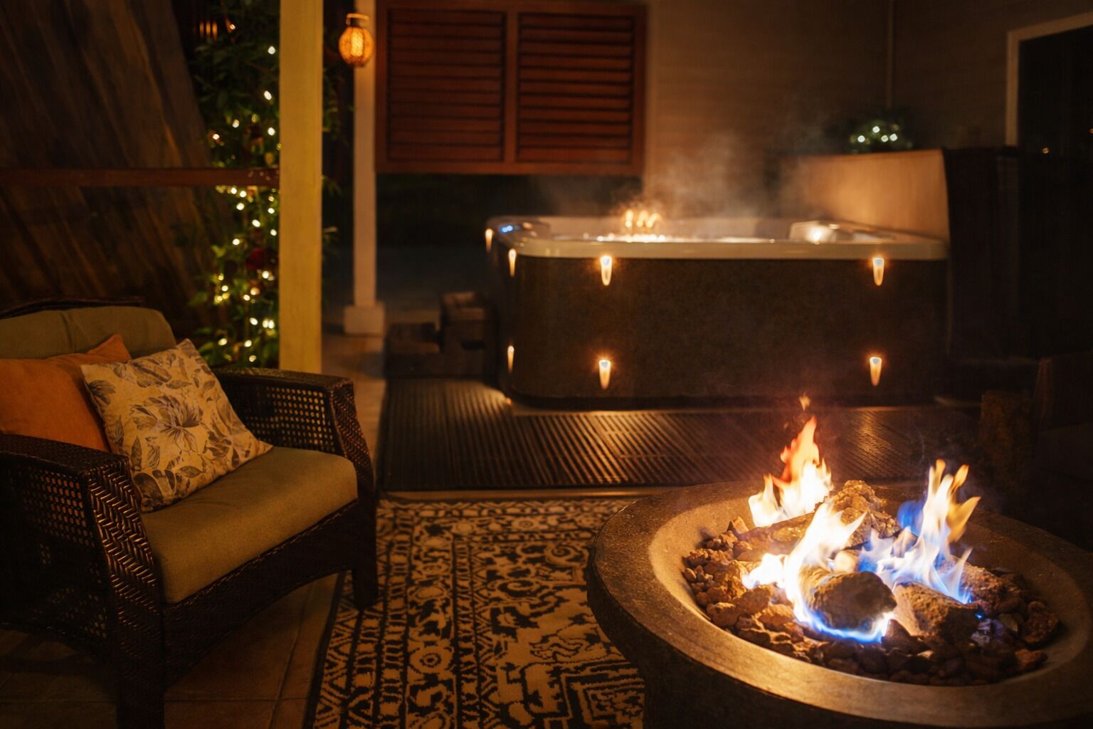 Outdoor spa tub