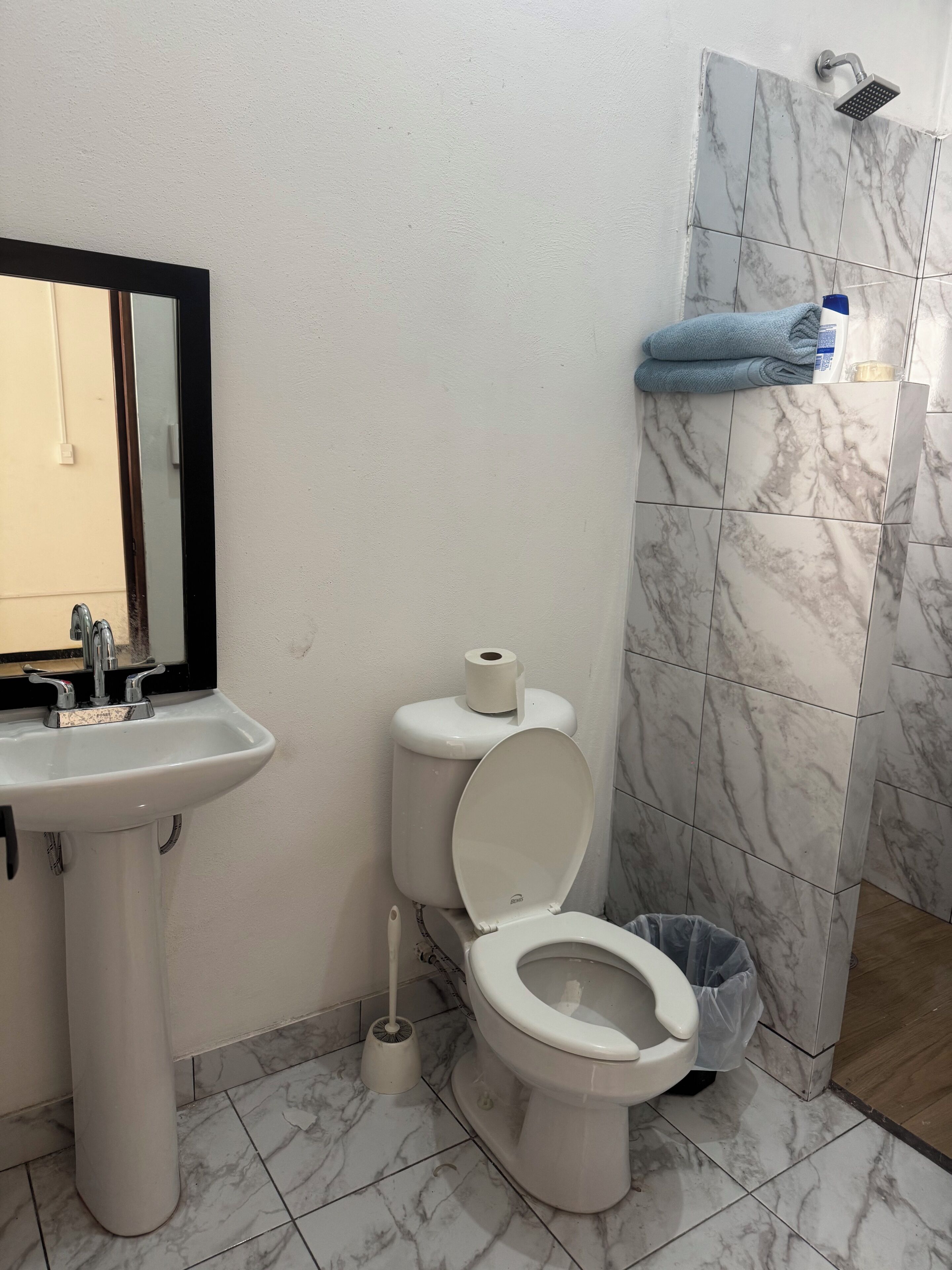 Towels, soap, toilet paper