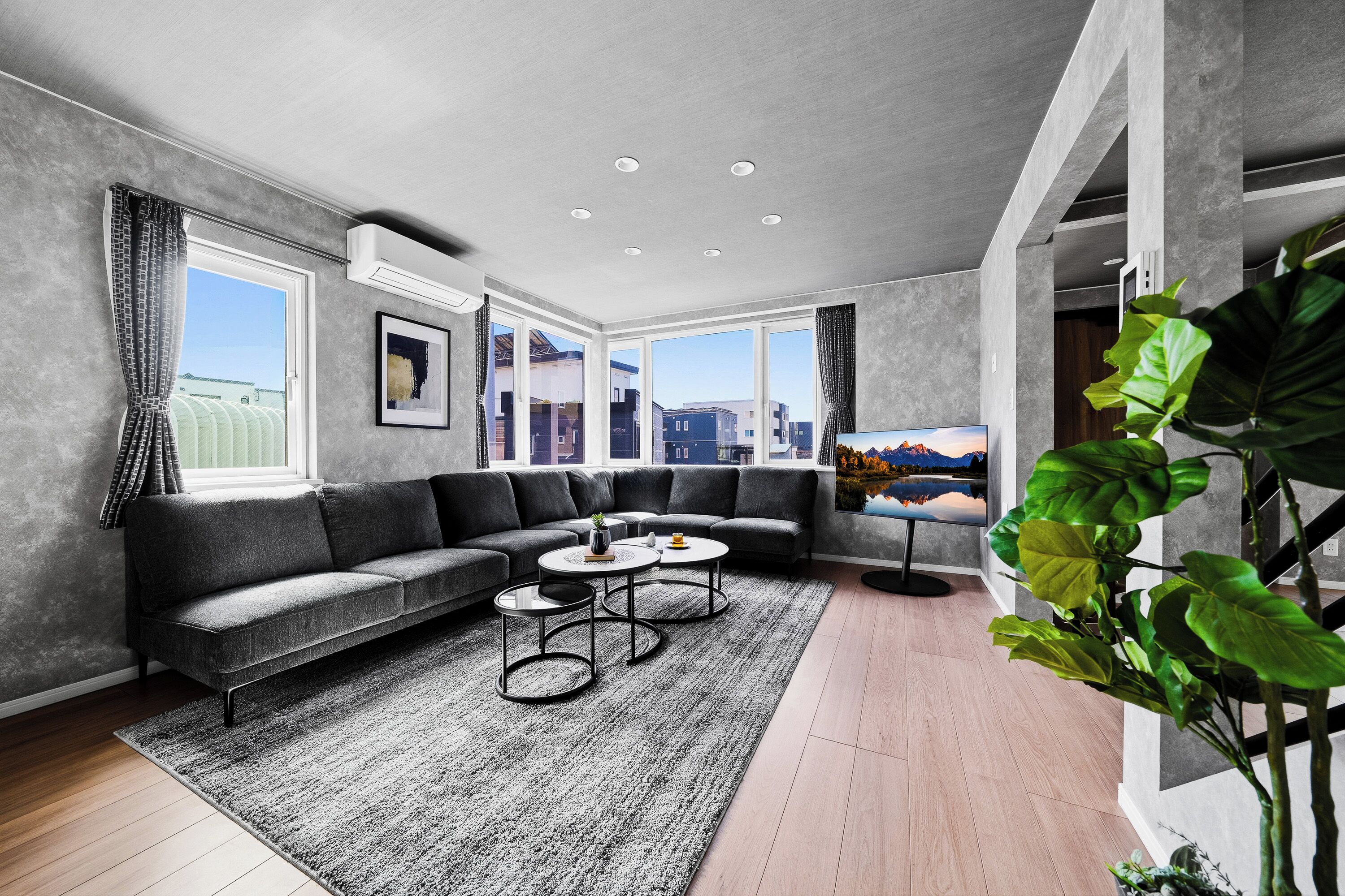 Apartment | Living area | 50-inch flat-screen TV with digital channels, foosball
