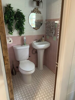 Douche, serviettes fournies, savon, papier toilette