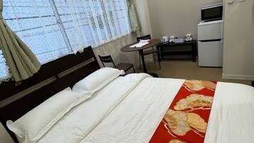 Desk, free WiFi, bed sheets