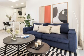 Penthouse Supérieur, 1 chambre, patio | Coin séjour