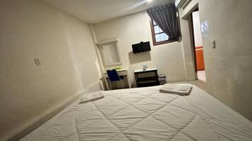 Desk, free WiFi, bed sheets