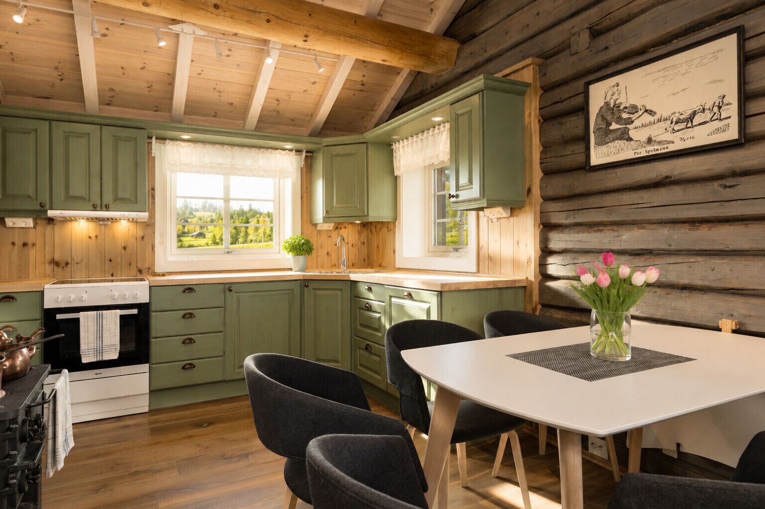 Fridge, oven, dishwasher, coffee/tea maker