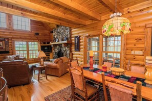 Living area - Unique Log Cabin, Hudson Riverfront, minutes to Saratoga (Melrose)